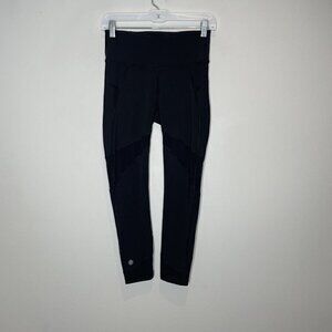 Athleta Black Stealth Mesh 7/8 High Waisted Leggings Size Small